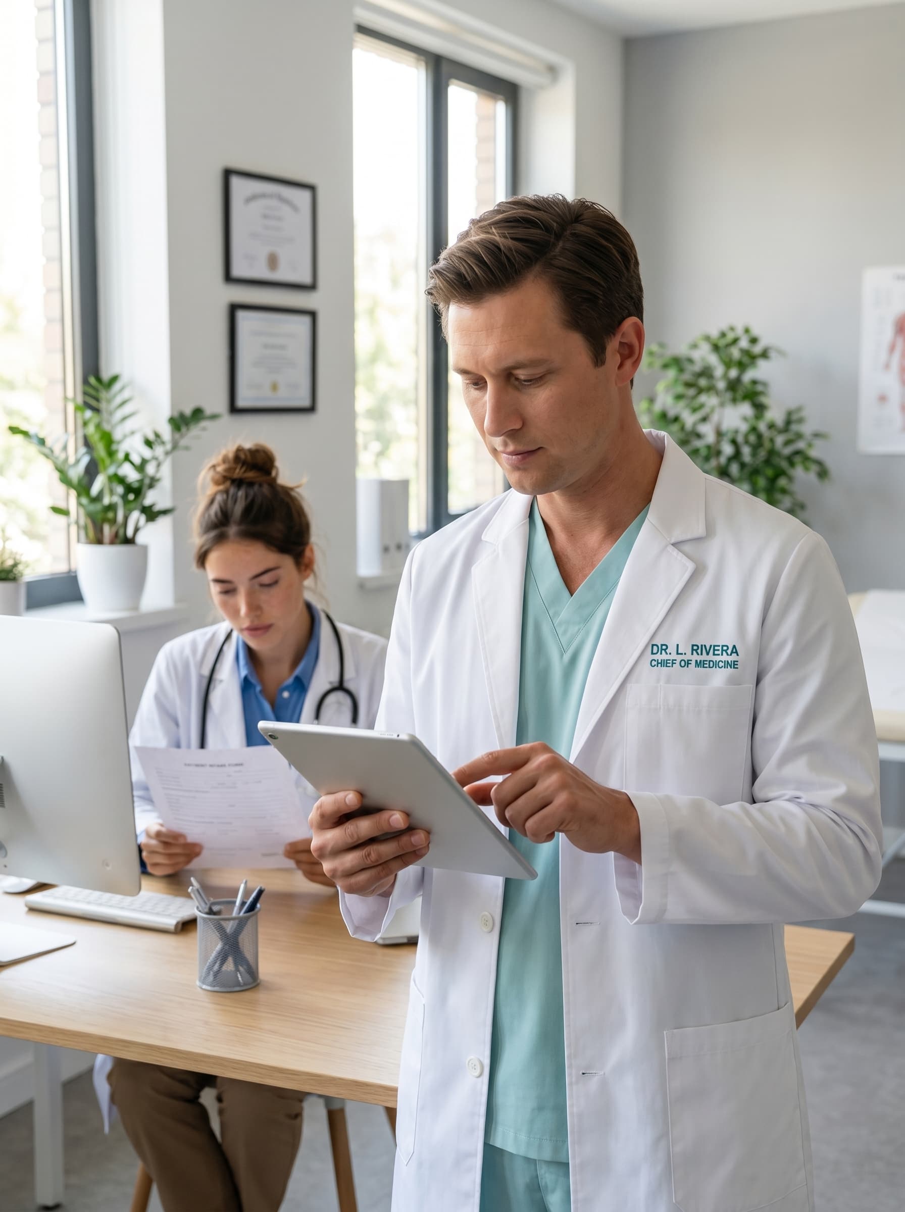 A Teledris-affiliated clinician reviewing a patient intake.