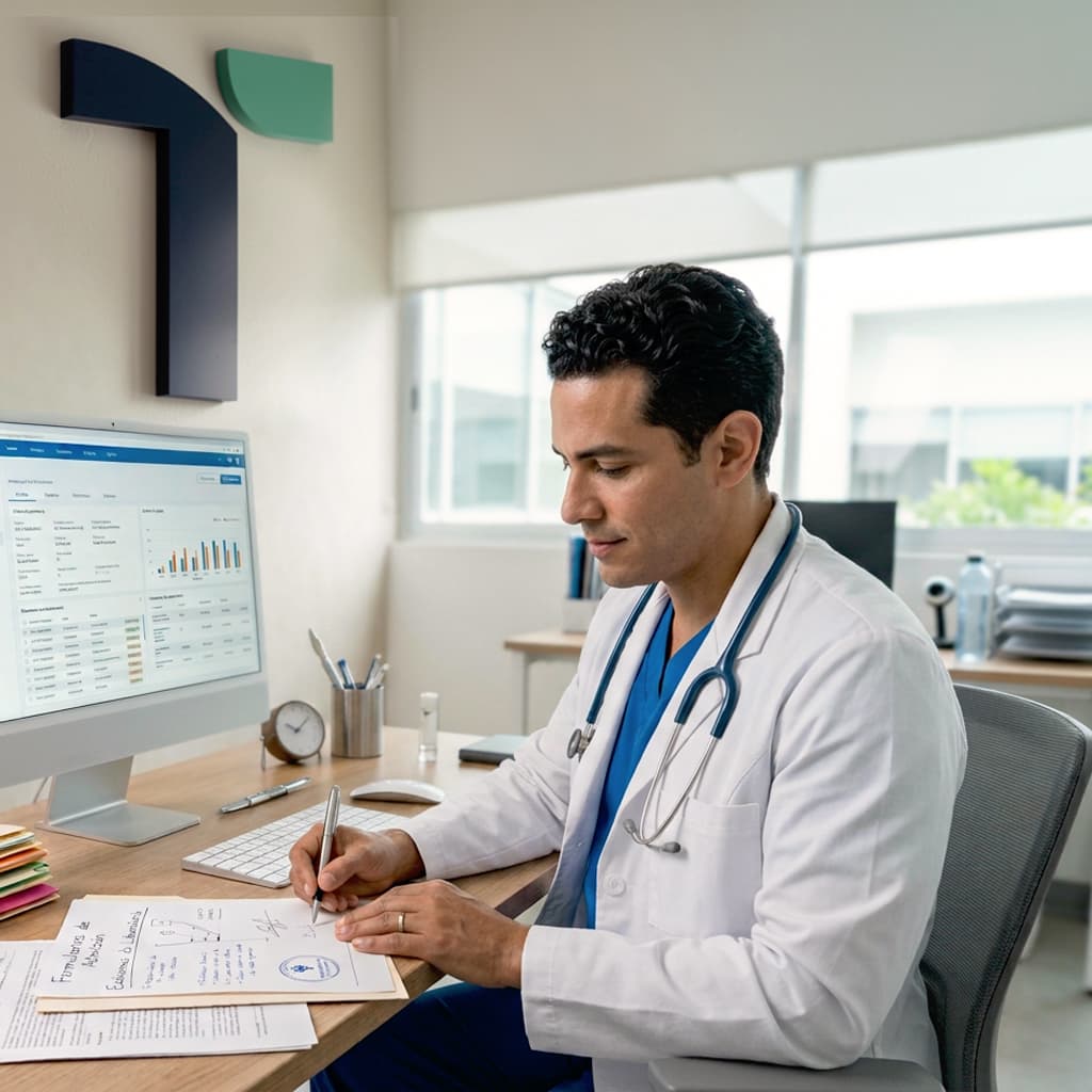 A Teledris-affiliated clinician reviewing a patient intake.