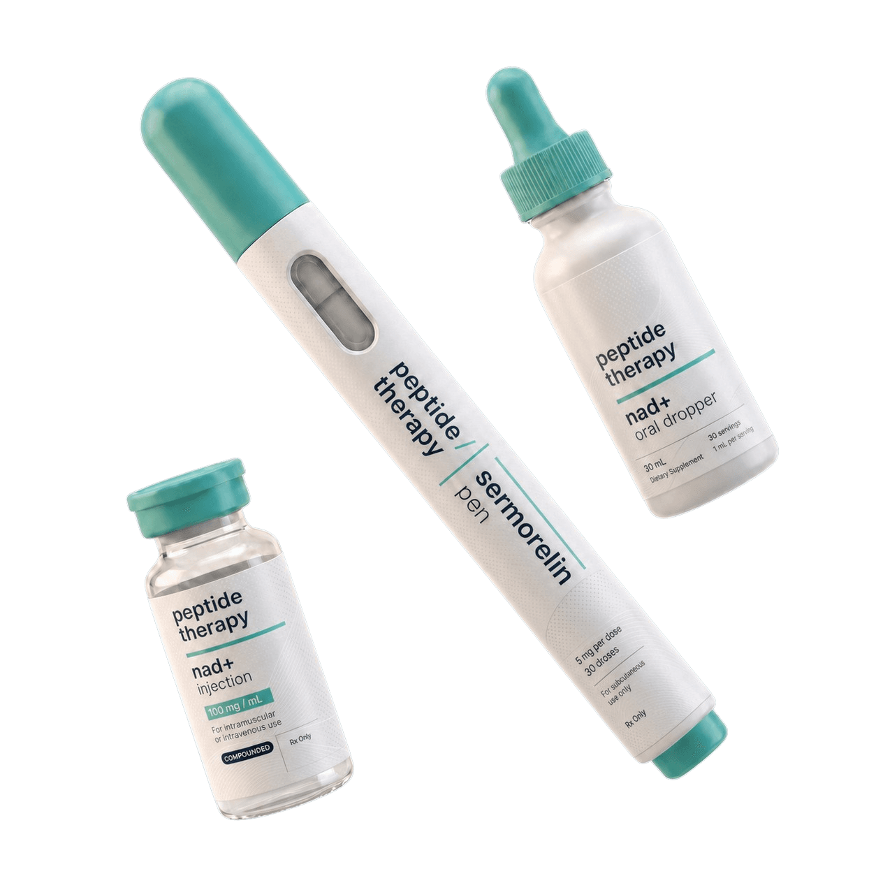 NAD+ and sermorelin peptide therapy lineup