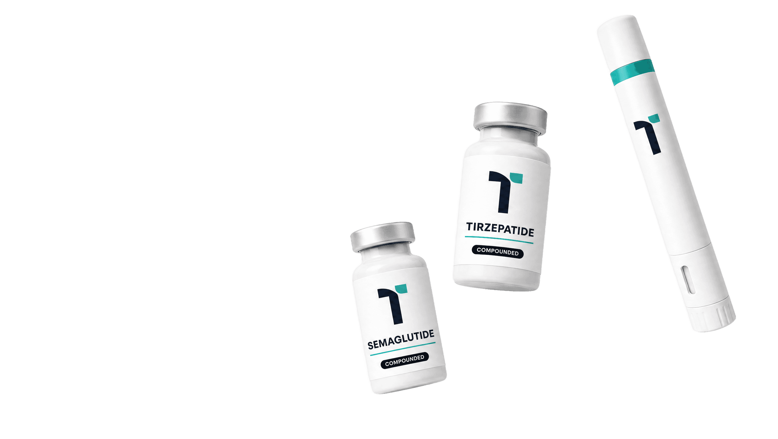 Teledris GLP-1 weight loss medications — semaglutide and tirzepatide vials with auto-injector pen